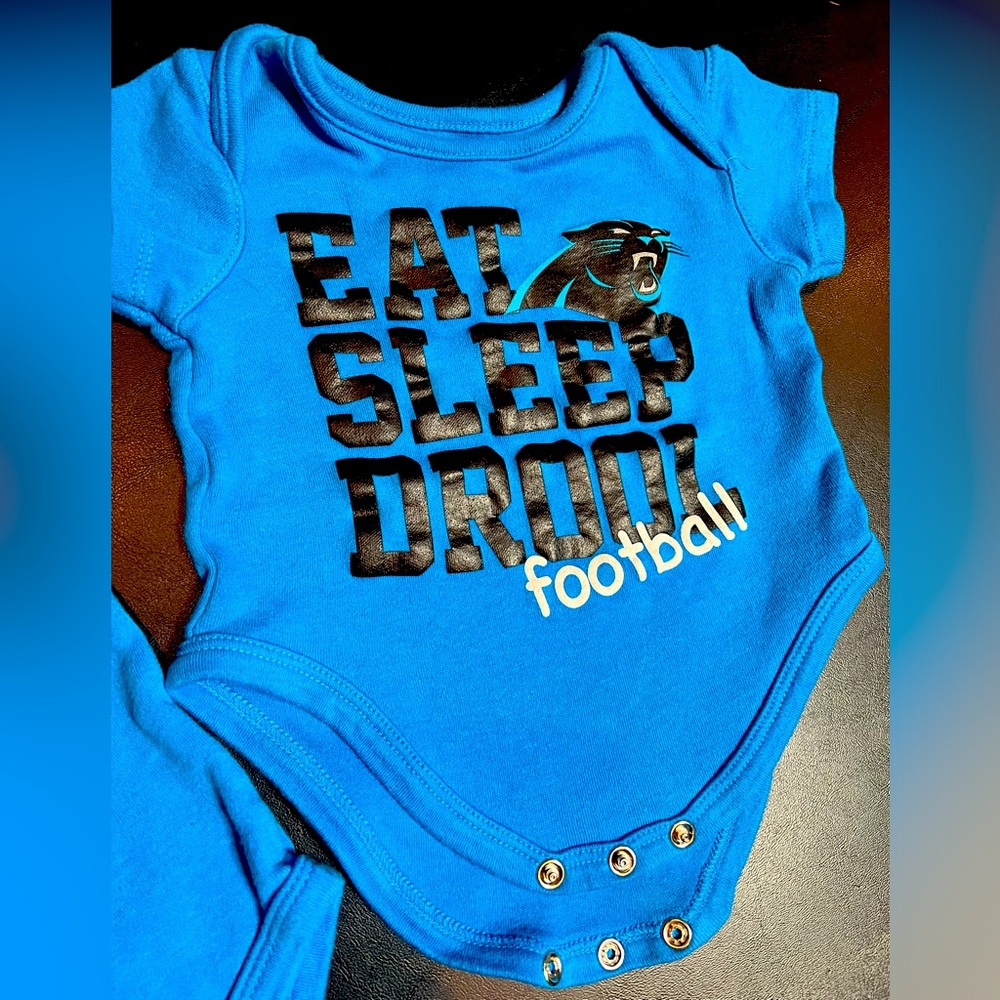 Carolina Panthers Blue Baby Onesies (2) - Picture 3 of 8